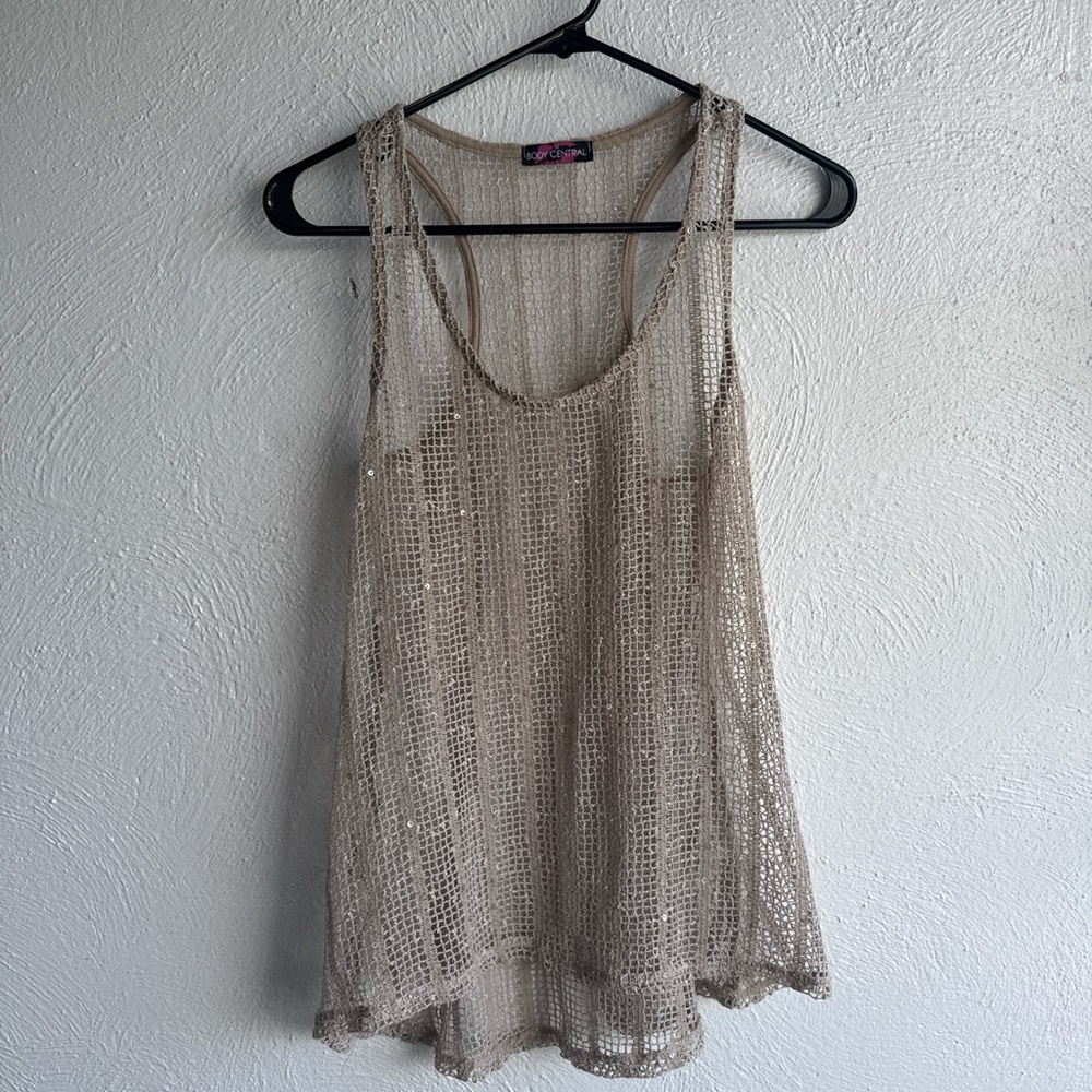 Michael Stars Light Taupe Mesh Tank